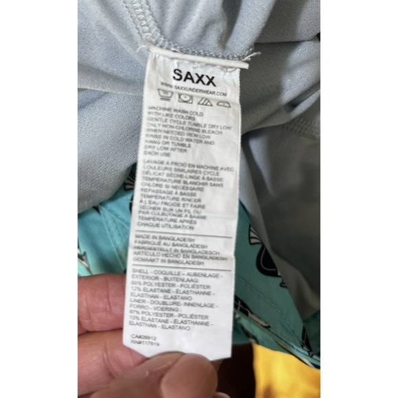 SAXX Betawave 2N1 DropTemp Cooling Liner Board Shorts Size 34 Blue Angel Fish - Picture 15 of 15